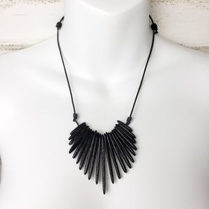 Wooden Bead Dangle Adjustable Necklace